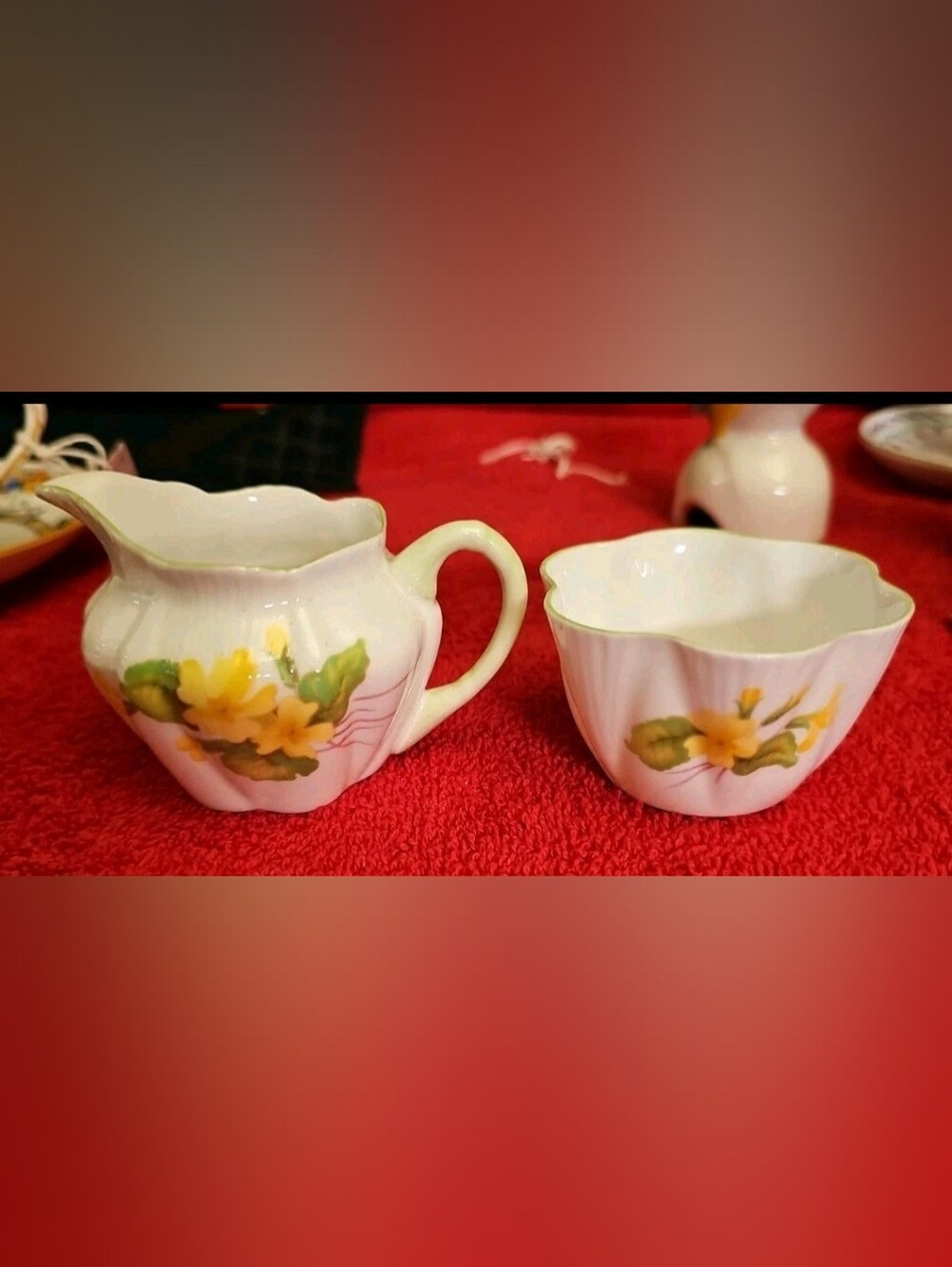 Shelley England Primrose Dainty Shape Mini Creamer And Open Sugar Bowl 13430